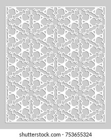 Decorative panel for laser cutting. Geometric ornament for wedding invitation, envelope, greeting or business cards, Template for paper cut, printing, engraving wood, metal. Stencil manufacturing