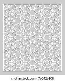 Decorative panel for laser cutting. Geometric ornament for wedding invitation, envelope, greeting or business cards, Template for paper cut, printing, engraving wood, metal. Stencil manufacturing