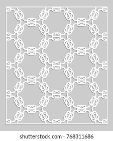 Decorative panel for laser cutting. Geometric ornament for wedding invitation, envelope, greeting or business cards, Template for paper cut, printing, engraving wood, metal. Stencil manufacturing