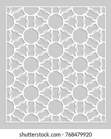 Decorative panel for laser cutting. Geometric ornament for wedding invitation, envelope, greeting or business cards, Template for paper cut, printing, engraving wood, metal. Stencil manufacturing