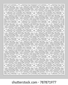 Decorative panel for laser cutting. Geometric ornament for wedding invitation, envelope, greeting or business cards, Template for paper cut, printing, engraving wood, metal. Stencil manufacturing