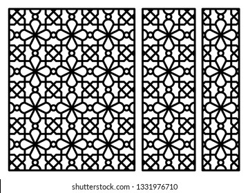 Decorative panel for laser cutting. Oriental geometric pattern. Vector ornament.