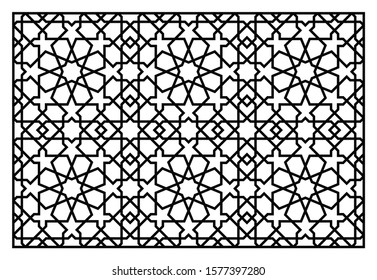 Decorative panel for laser cutting. Oriental geometric pattern.
