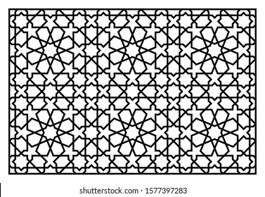 Decorative panel for laser cutting. Oriental geometric pattern.