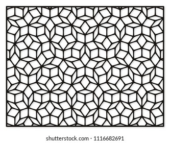 Decorative Panel For Laser Cutting. Penrose Geometric Pattern.