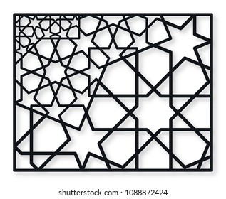 Decorative panel of oriental style. For laser cutting, die cutting or stencil.