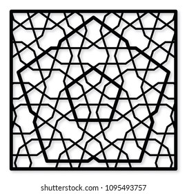Decorative panel of oriental style. For laser cutting, die cutting or stencil.