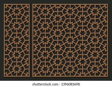 Decorative panel of oriental style. For laser cutting, die cutting or stencil. Vector ornament.