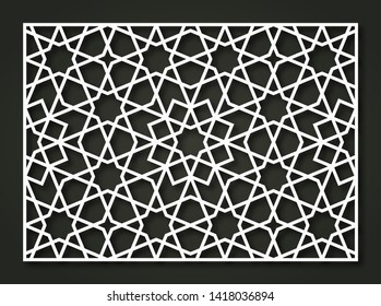 Decorative panel of oriental style. For laser cutting, die cutting or stencil. Vector ornament.