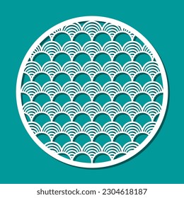 Decorative panel of round shape. Lattice, design element, decoration with a geometric semicircular pattern. Template for plotter laser cutting of paper, fretwork, wood carving, metal engraving, cnc. 