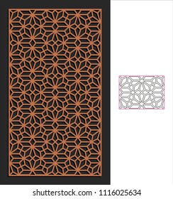 Decorative panel. Stencil lattice ornament. Pattern for woodcarving, sawing, for metal, plastic and  plywood laser cutting.