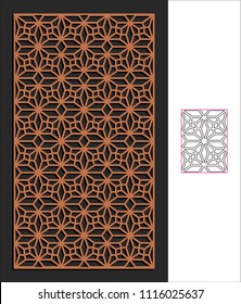 Decorative panel. Stencil lattice ornament. Pattern for woodcarving, sawing, for metal, plastic and  plywood laser cutting.