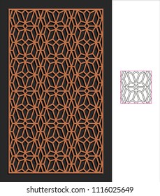 Decorative panel. Stencil lattice ornament. Pattern for woodcarving, sawing, for metal, plastic and  plywood laser cutting.