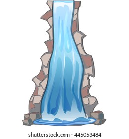 Decorative panels in the form of a waterfall flowing down from the stone walls. Vector illustration.