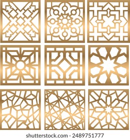 Decorative panels for laser cut, CNC cutting. pattern, floral motif or antique ornament. Vector template for laser cutting of metal lattice, wall painting, stencil, openwork napkin, wood carving, cnc