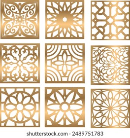 Decorative panels for laser cut, CNC cutting. pattern, floral motif or antique ornament. Vector template for laser cutting of metal lattice, wall painting, stencil, openwork napkin, wood carving, cnc