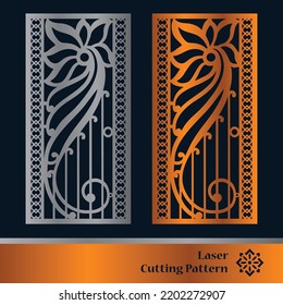 Decorative panels for laser cutting. Cutout silhouette with abstract geometric pattern, squares, triangles, grid. Laser cut and CNC stencil for wood, metal, plastic, paper, acrylic.