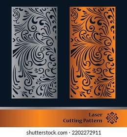Decorative panels for laser cutting. Cutout silhouette with abstract geometric pattern, squares, triangles, grid. Laser cut and CNC stencil for wood, metal, plastic, paper, acrylic.