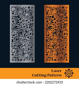 Paneles decorativos para corte láser. Silueta de corte con patrón geométrico abstracto, cuadrados, triángulos, cuadrícula. Corte láser y esténcil CNC para madera, metal, plástico, papel, acrílico.