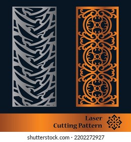 Decorative panels for laser cutting. Cutout silhouette with abstract geometric pattern, squares, triangles, grid. Laser cut and CNC stencil for wood, metal, plastic, paper, acrylic.