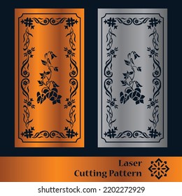 Decorative panels for laser cutting. Cutout silhouette with abstract geometric pattern, squares, triangles, grid. Laser cut and CNC stencil for wood, metal, plastic, paper, acrylic.