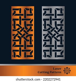 Decorative panels for laser cutting. Cutout silhouette with abstract geometric pattern, squares, triangles, grid. Laser cut and CNC stencil for wood, metal, plastic, paper, acrylic.