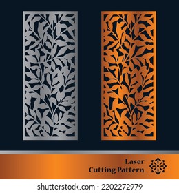 Decorative panels for laser cutting. Cutout silhouette with abstract geometric pattern, squares, triangles, grid. Laser cut and CNC stencil for wood, metal, plastic, paper, acrylic.