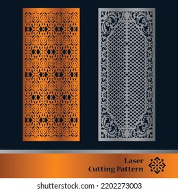 Decorative panels for laser cutting. Cutout silhouette with abstract geometric pattern, squares, triangles, grid. Laser cut and CNC stencil for wood, metal, plastic, paper, acrylic.