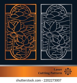Decorative panels for laser cutting. Cutout silhouette with abstract geometric pattern, squares, triangles, grid. Laser cut and CNC stencil for wood, metal, plastic, paper, acrylic.