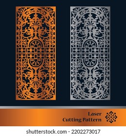 Decorative panels for laser cutting. Cutout silhouette with abstract geometric pattern, squares, triangles, grid. Laser cut and CNC stencil for wood, metal, plastic, paper, acrylic.