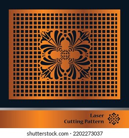 Decorative panels for laser cutting. Cutout silhouette with abstract geometric pattern, squares, triangles, grid. Laser cut and CNC stencil for wood, metal, plastic, paper, acrylic.