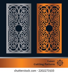 Decorative panels for laser cutting. Cutout silhouette with abstract geometric pattern, squares, triangles, grid. Laser cut and CNC stencil for wood, metal, plastic, paper, acrylic.