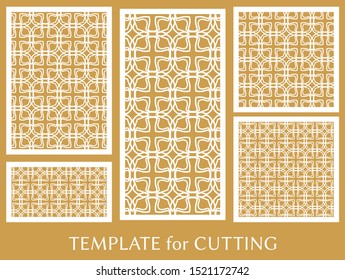 Decorative panels set for laser cutting. Geometric ornament Stencil manufacturing