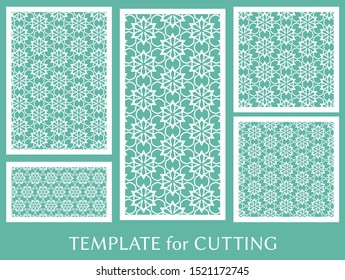 Decorative panels set for laser cutting. Geometric ornament Stencil manufacturing