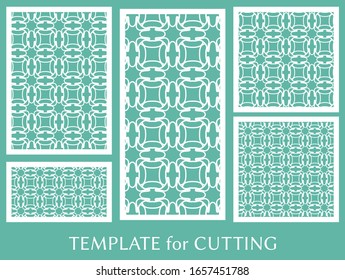 Paneles decorativos para corte láser. Ornamento geométrico para invitación de boda, sobre, tarjetas de felicitación o de negocios, Plantilla para corte de papel, impresión, grabado de madera, metal. Fabricación de estenosis