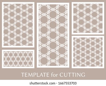Paneles decorativos para corte láser. Ornamento geométrico para invitación de boda, sobre, tarjetas de felicitación o de negocios, Plantilla para corte de papel, impresión, grabado de madera, metal. Fabricación de estenosis
