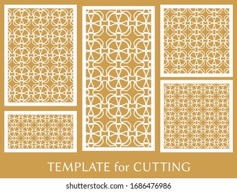 Paneles decorativos para corte láser. Ornamento geométrico para invitación de boda, sobre, tarjetas de felicitación o de negocios, Plantilla para corte de papel, impresión, grabado de madera, metal. Fabricación de estenosis