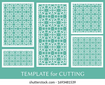 Paneles decorativos para corte láser. Ornamento geométrico para invitación de boda, sobre, tarjetas de felicitación o de negocios, Plantilla para corte de papel, impresión, grabado de madera, metal. Fabricación de estenosis