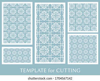 Paneles decorativos para corte láser. Ornamento geométrico para invitación de boda, sobre, tarjetas de felicitación o de negocios, Plantilla para corte de papel, impresión, grabado de madera, metal. Fabricación de estenosis