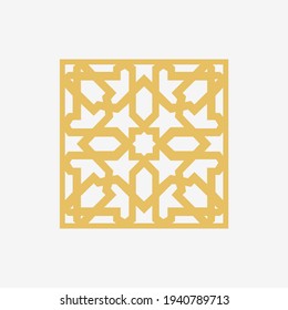 Decorative panels set for laser cutting. Islamic Geometric ornament for Glassfiber Reinforced Cement (GRC), Template for paper cut, printing, engraving wood, metal. Stencil manufacturing, Background.