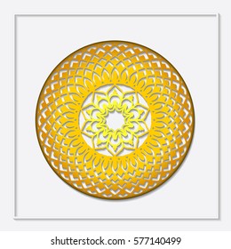Decorative paper art mandala template. Elegant vector element for design in Arabic pattern style in Ramadan Kareem festival.Lace vector illustration for wedding invitations and greeting card.