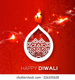 Decorative Paper Diwali Diya - Oil Lamp Design. Vector illustration - eps10