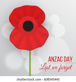 Decorative paper poppy for Anzac Day is a national day of remembrance in Australia and New Zealand. Lest we forget.