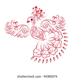 Decorative paradise bird on isolated background
