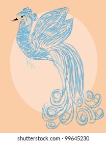 Decorative paradise bird on isolated background