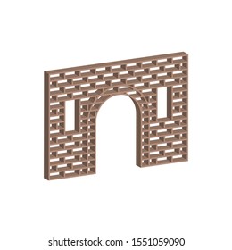 Decorative partition with arch.Vector isometric and 3D view.