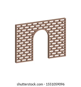 Decorative partition with arch.Vector isometric and 3D view.
