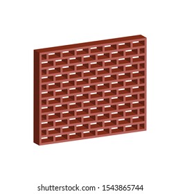 Decorative partition with holes in the room.Isometric and 3D view.