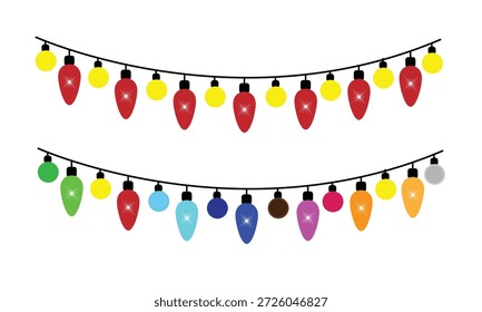  Decorative Party and Christmas String Lights Illustration
