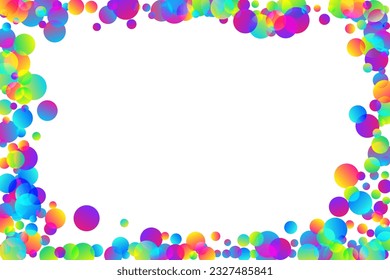Decorativo confeti de fiesta decorativa ilustración vectorial. Partículas redondas del arcoiris decoración de año nuevo. Cachorros de caca cayendo confiti. Fondo de decoración del evento. Un saludo divertido.